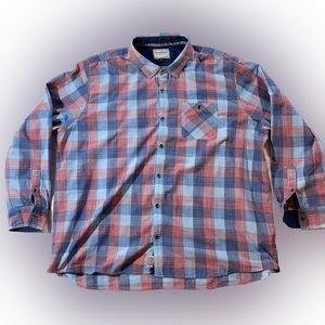 Flag & Anthem, Plaid Long Sleeve Shirt, Blue & Red, 3XL